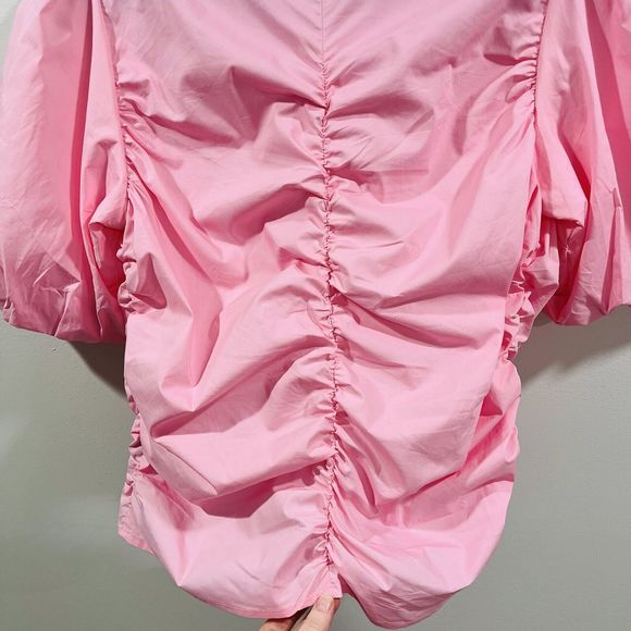 Walter Baker XS Ruched Janet Top Pink Button Cotton Poplin $158 W53468 Easter - Picture 11 of 14